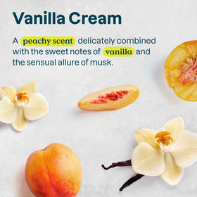 BIO SPECTRA ATTITUDE lifestyle with vanilla and peach props conveying comforting scent