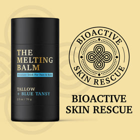 Bioactive Skin Rescue balm applied to elbow showing deep conditioning effect
