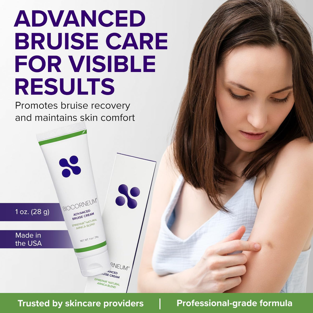 BIOCORNEUM cream texture close-up highlighting fast-absorbing, lightweight benefit