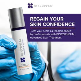BIOCORNEUM applied to a child's healed scar showing gentle pediatric care benefit