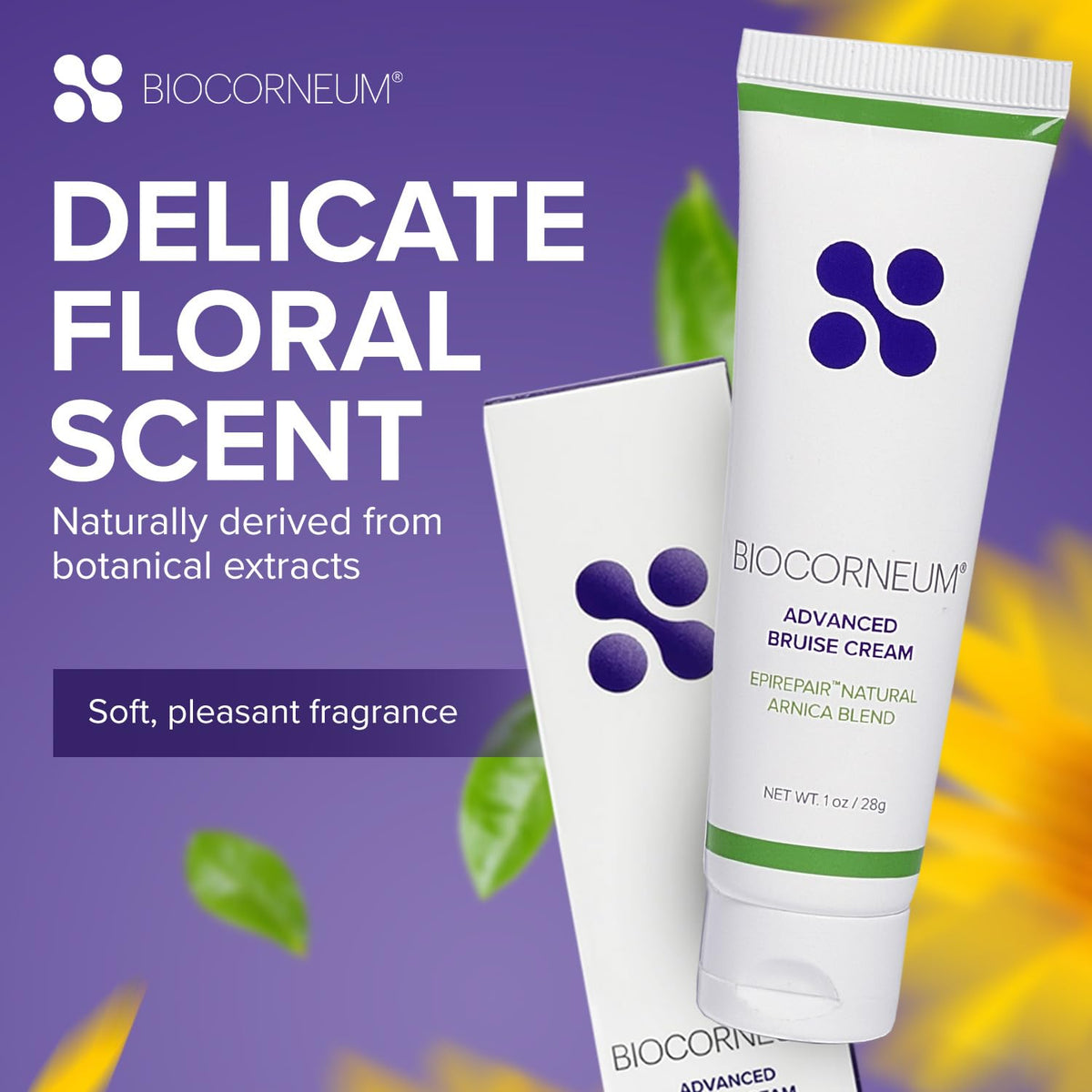 BIOCORNEUM shown in hand to illustrate travel-friendly 1 oz convenience benefit
