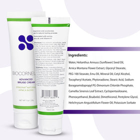 BIOCORNEUM next to Advanced Bruise Supplement illustrating complementary care benefit