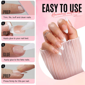 Bioday applying nail with adhesive tab demonstrating quick, damage-free removal benefit