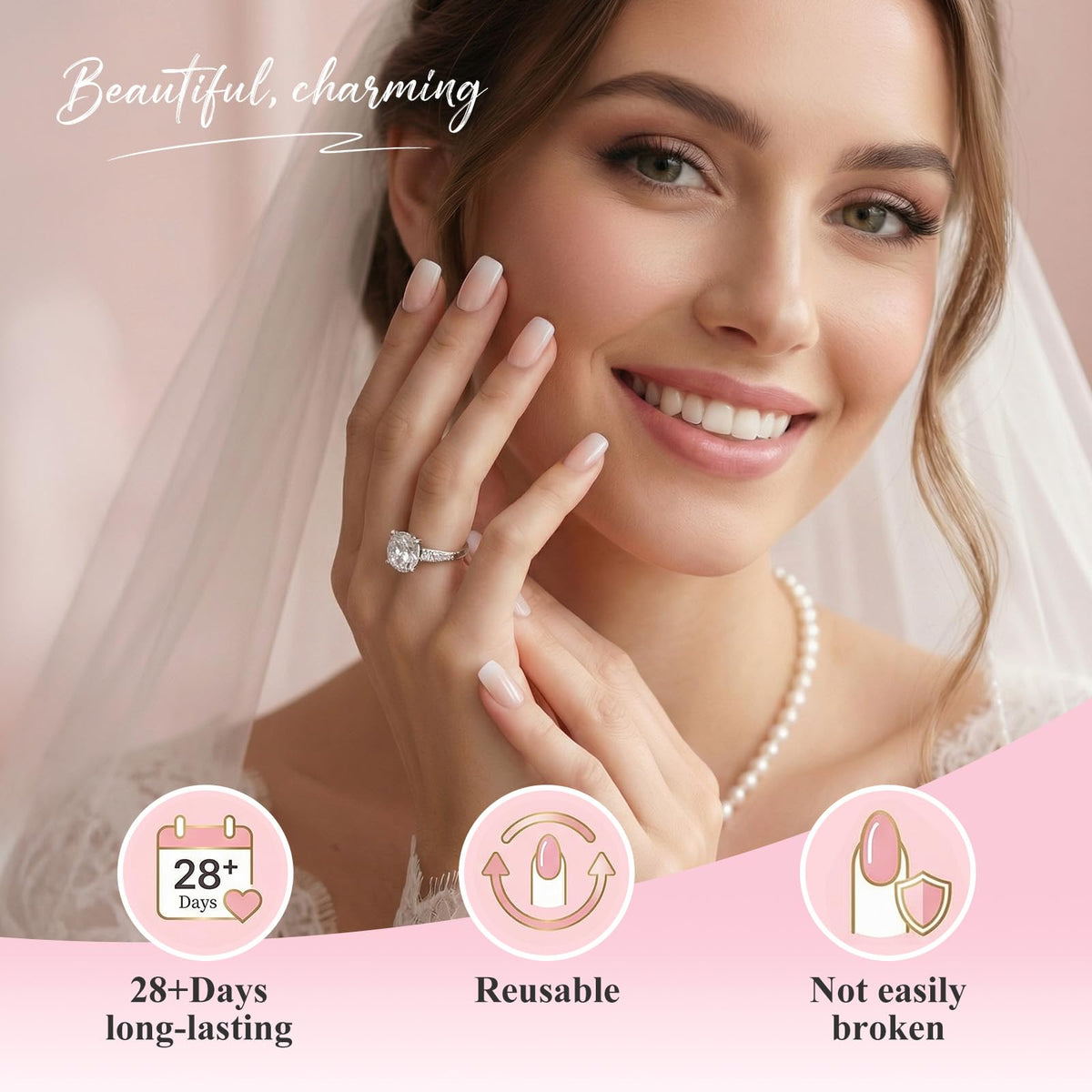 Bioday layout of 15 sizes demonstrating precise fit for all nails