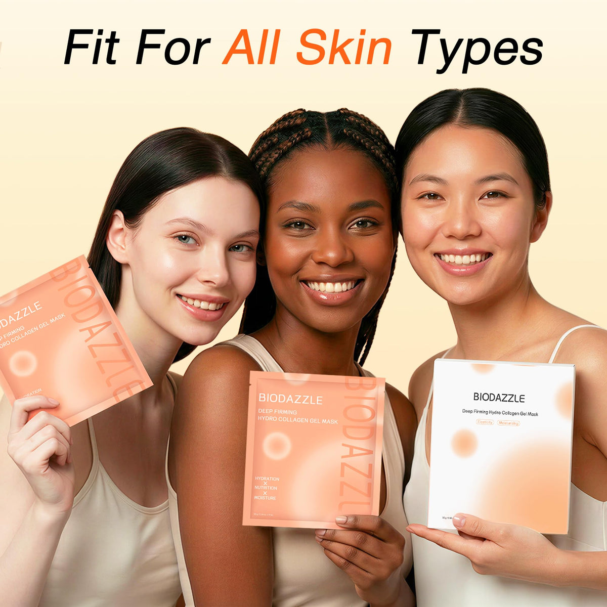 BIODAZZLE hydrogel mask in bathroom setting for nighttime routine