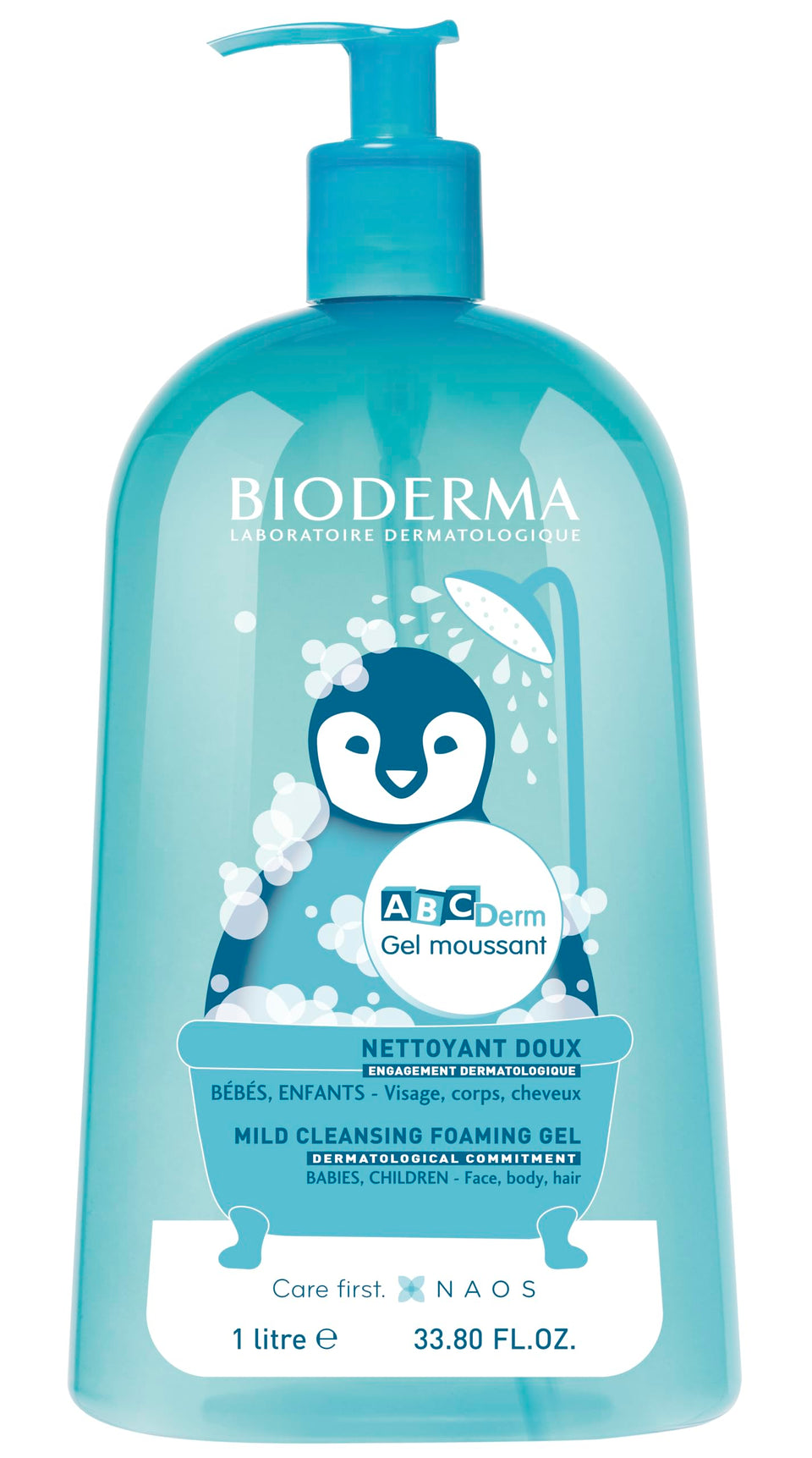 Bioderma ABCDerm front packaging showing label and large bottle for value