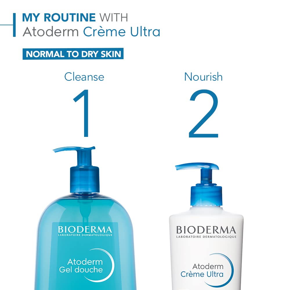 Bioderma Atoderm Ultra Cream beside a hand to show the 16.9 fl oz tube scale