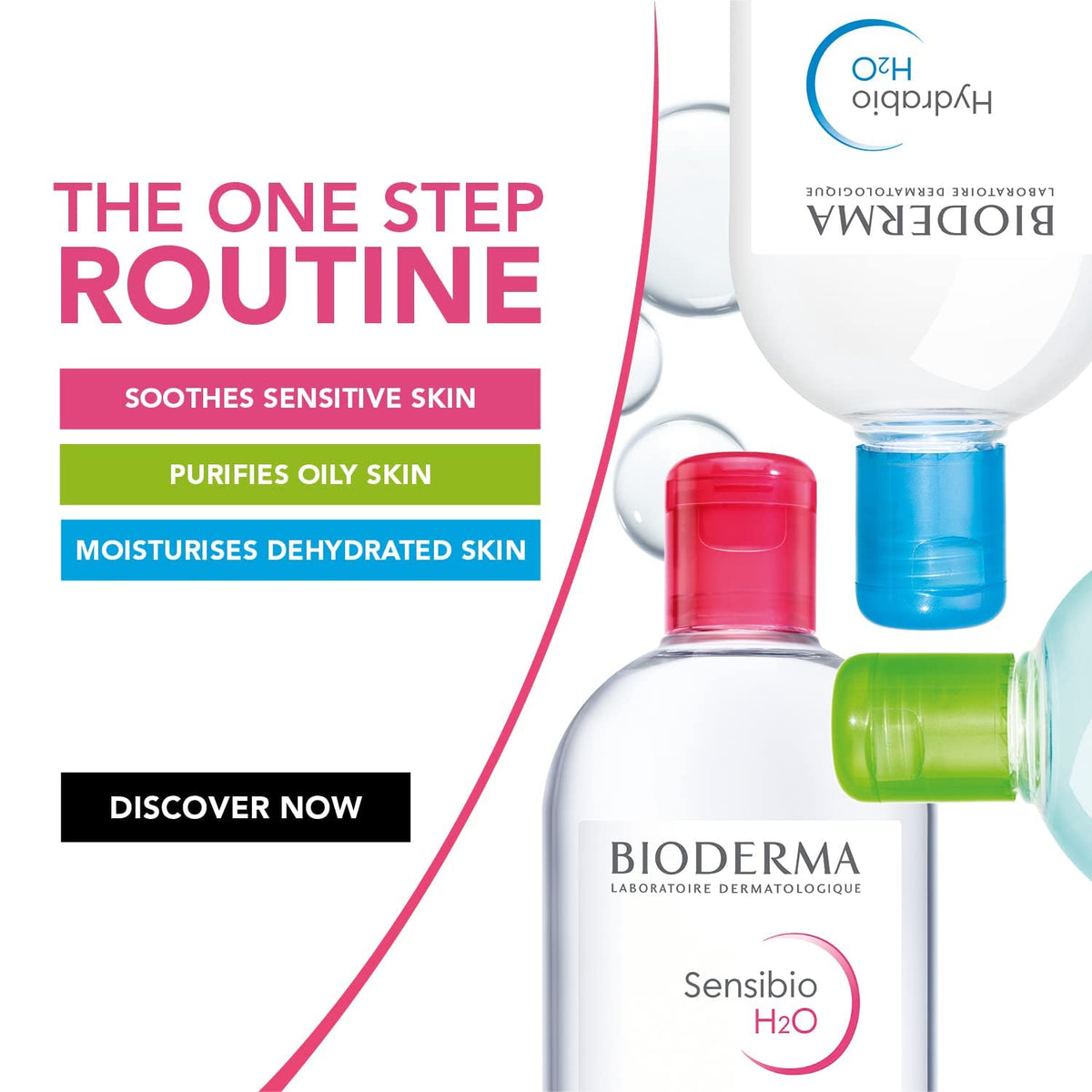 Bioderma alcohol-free badge emphasizing gentle non-drying formula