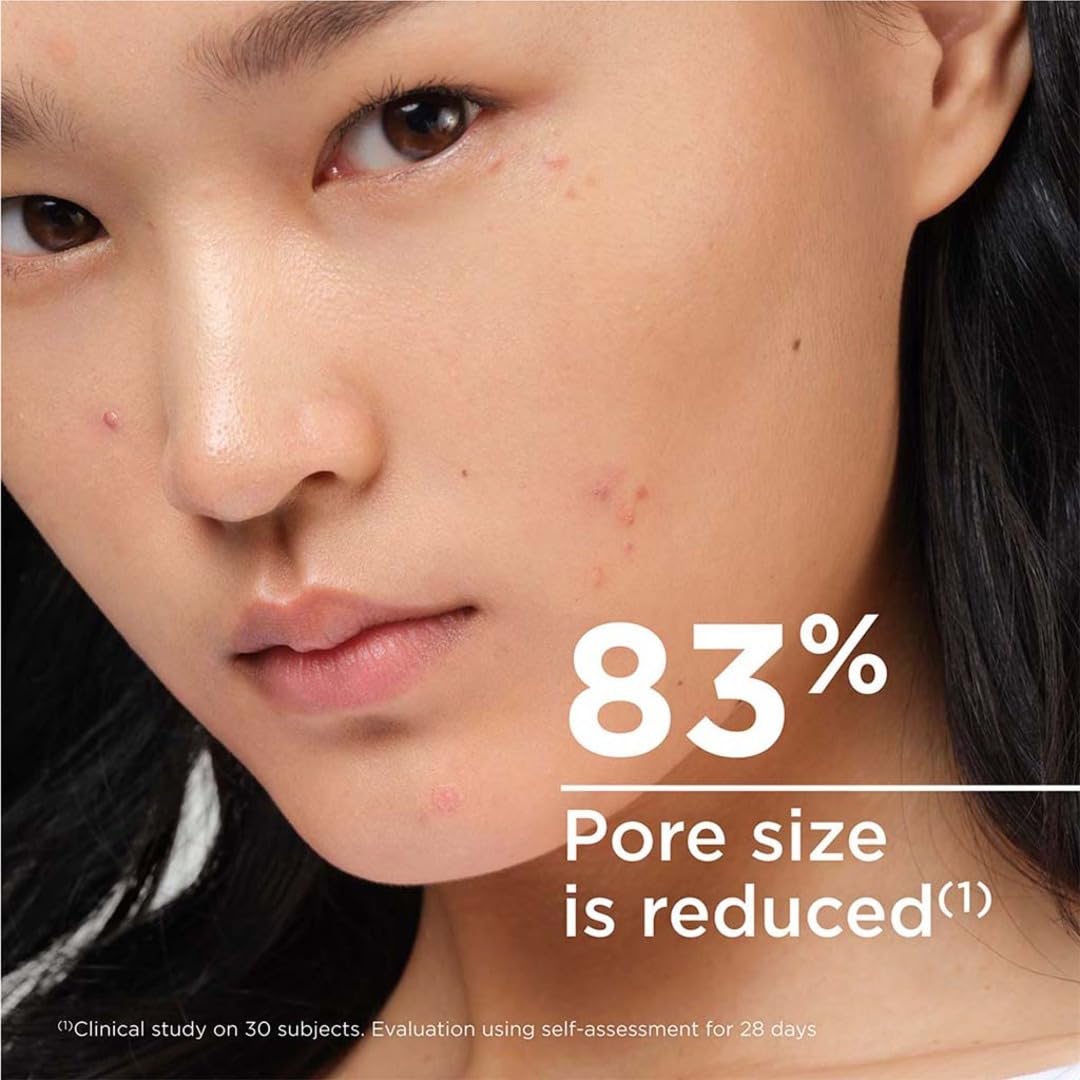 Bioderma before-and-after portrait demonstrating refined pores appearance
