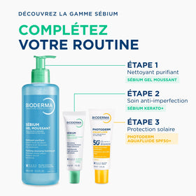 Visual ingredients layout for Bioderma Sébium showing zinc and copper components and clarifying benefit