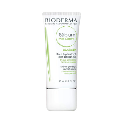 Bioderma front packaging showing 1 fl oz tube and clear branding benefit: portable matte care
