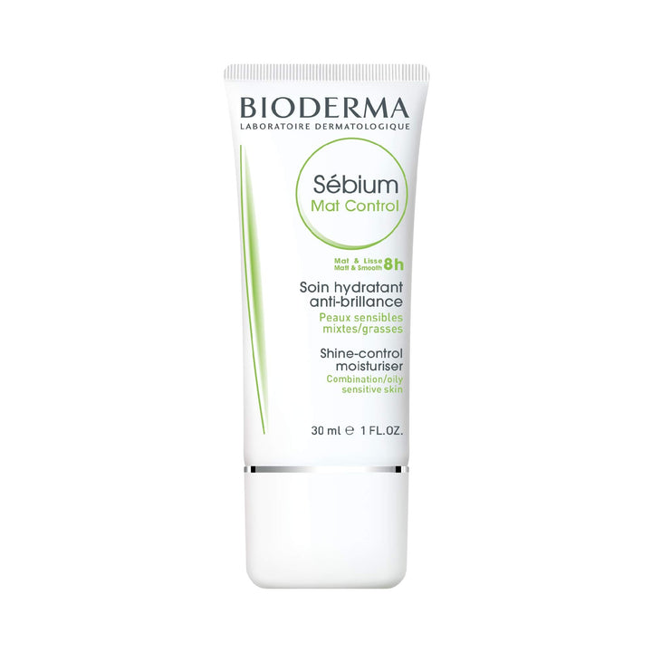 Bioderma front packaging showing 1 fl oz tube and clear branding benefit: portable matte care