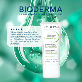 Bioderma before and after skin shot showing reduced shine and refined texture benefit
