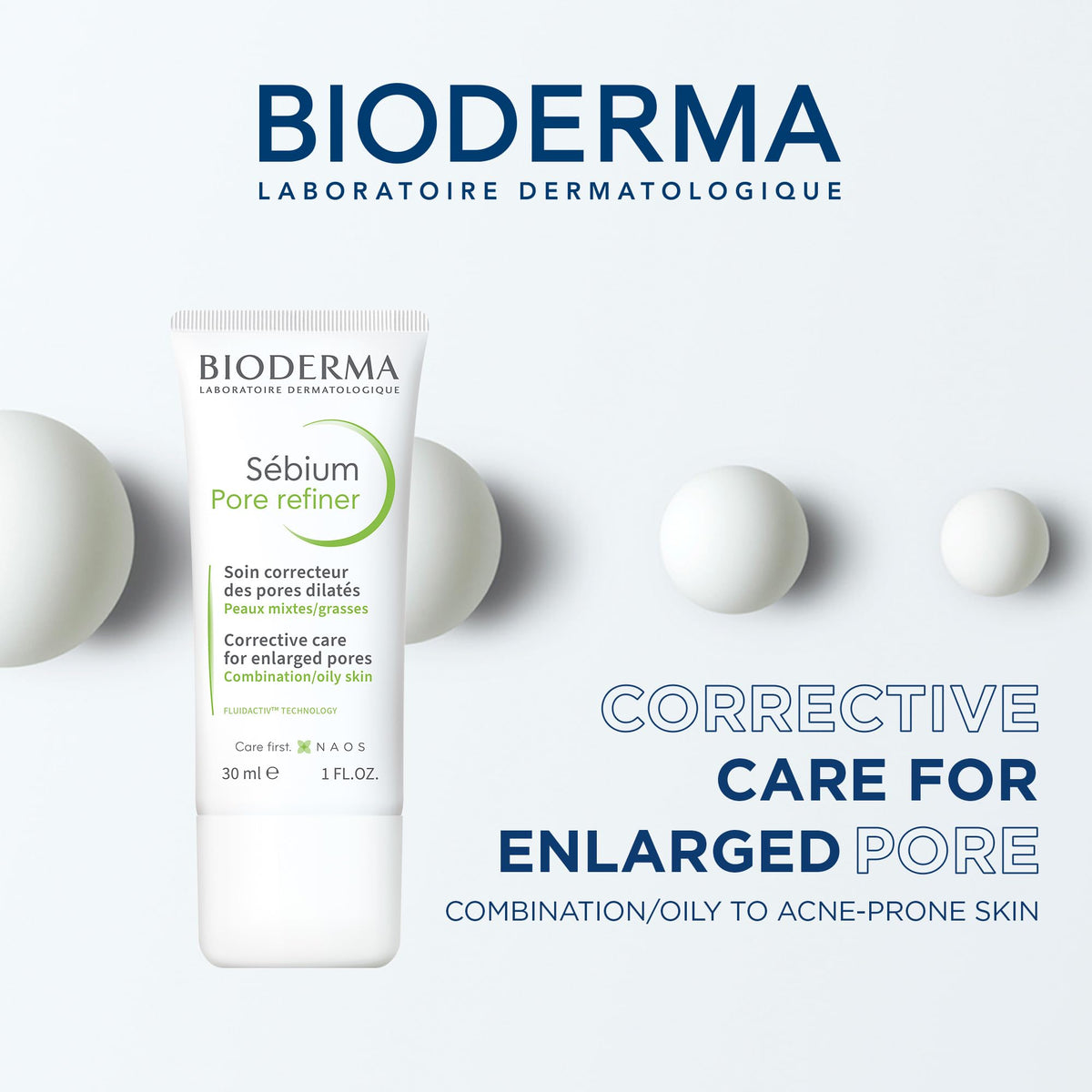 Bioderma close-up of cream texture showing lightweight finish and quick absorption benefit