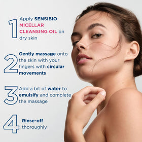 Bioderma bottle scale next to hand showing product size and travel-friendly benefit