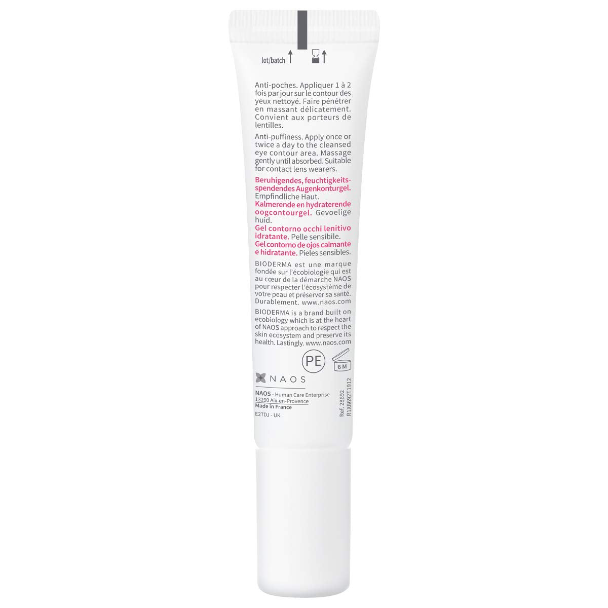 Bioderma Sensibio in hand during application for targeted under-eye soothing