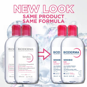 Bioderma pouring micellar water onto cotton pad for easy removal