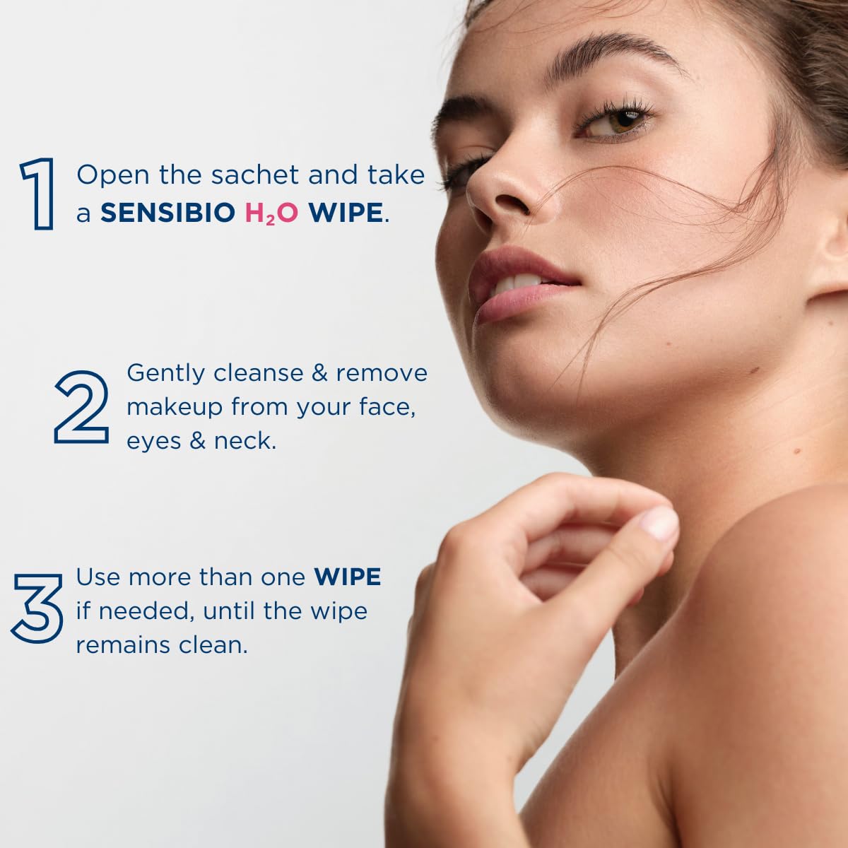 Bioderma wipe removing eye makeup demonstrating gentle removal and reduced rubbing benefit