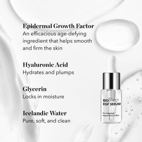 Bioeffect EGF essence texture in palm showing lightweight hydration and skin prepping benefit