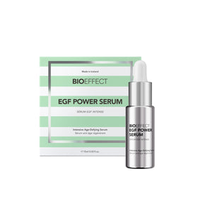 Bioeffect bottle front view showing clean clinical packaging and potency