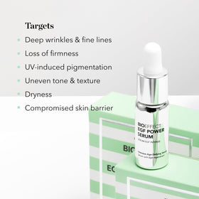 Bioeffect ingredient label showing growth factors and minimal formula benefit