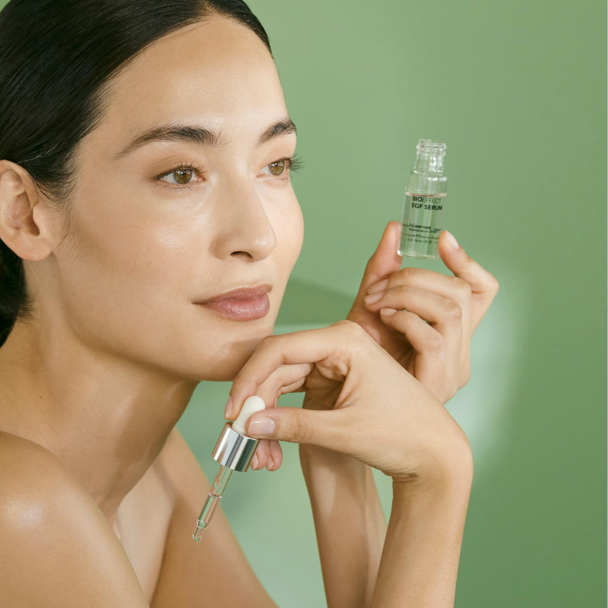 BIOEFFECT before and after texture comparison illustrating smoother, firmer appearance benefit