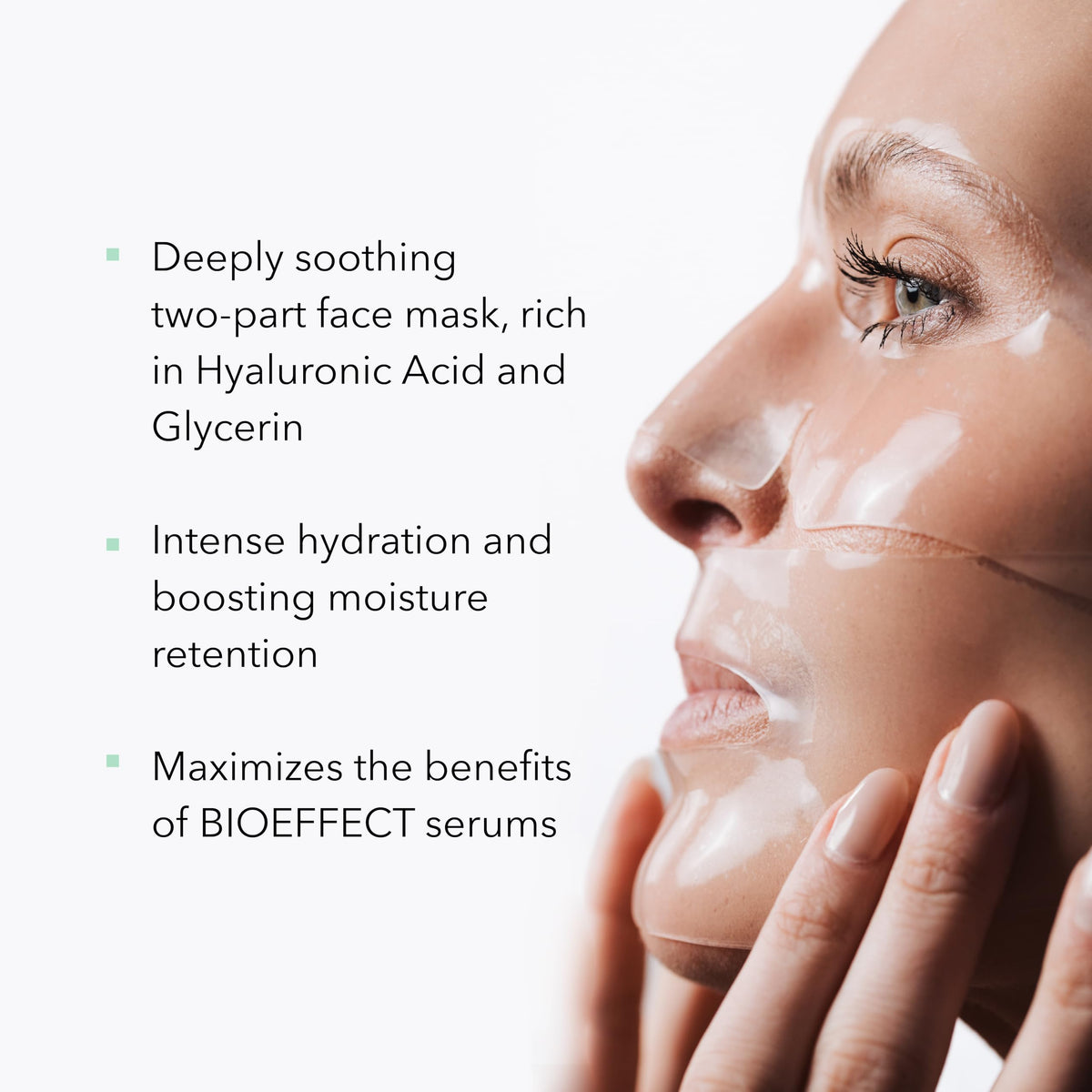 Bioeffect hydrogel texture close-up illustrating cooling hydration