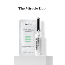 Bioeffect mask applied under eye demonstrating reduced puffiness