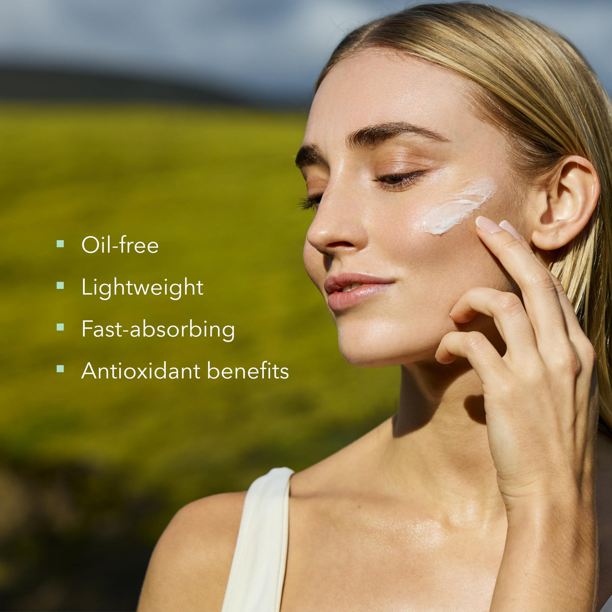 Bioeffect swatch on skin demonstrating lightweight spreadability benefit