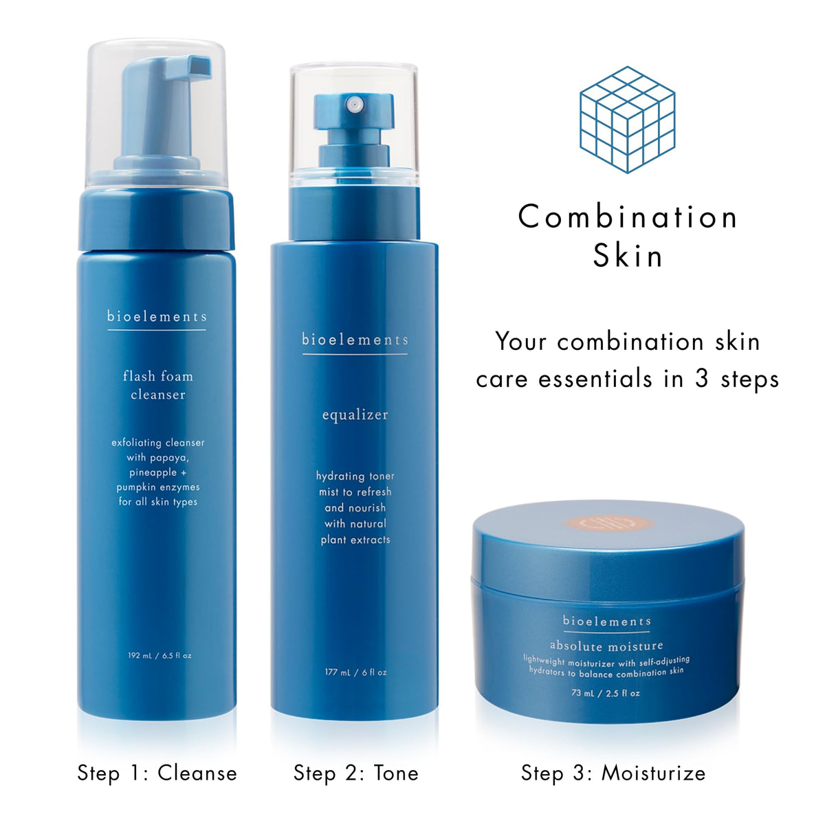 Bioelements on bathroom vanity conveying everyday routine convenience