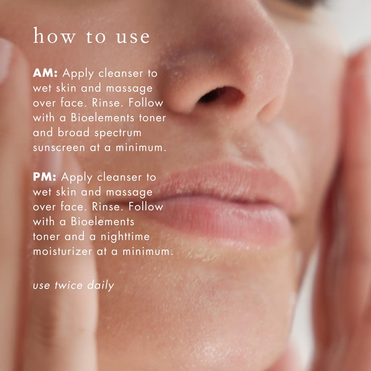 bioelements cleanser staged on bathroom counter suggesting routine