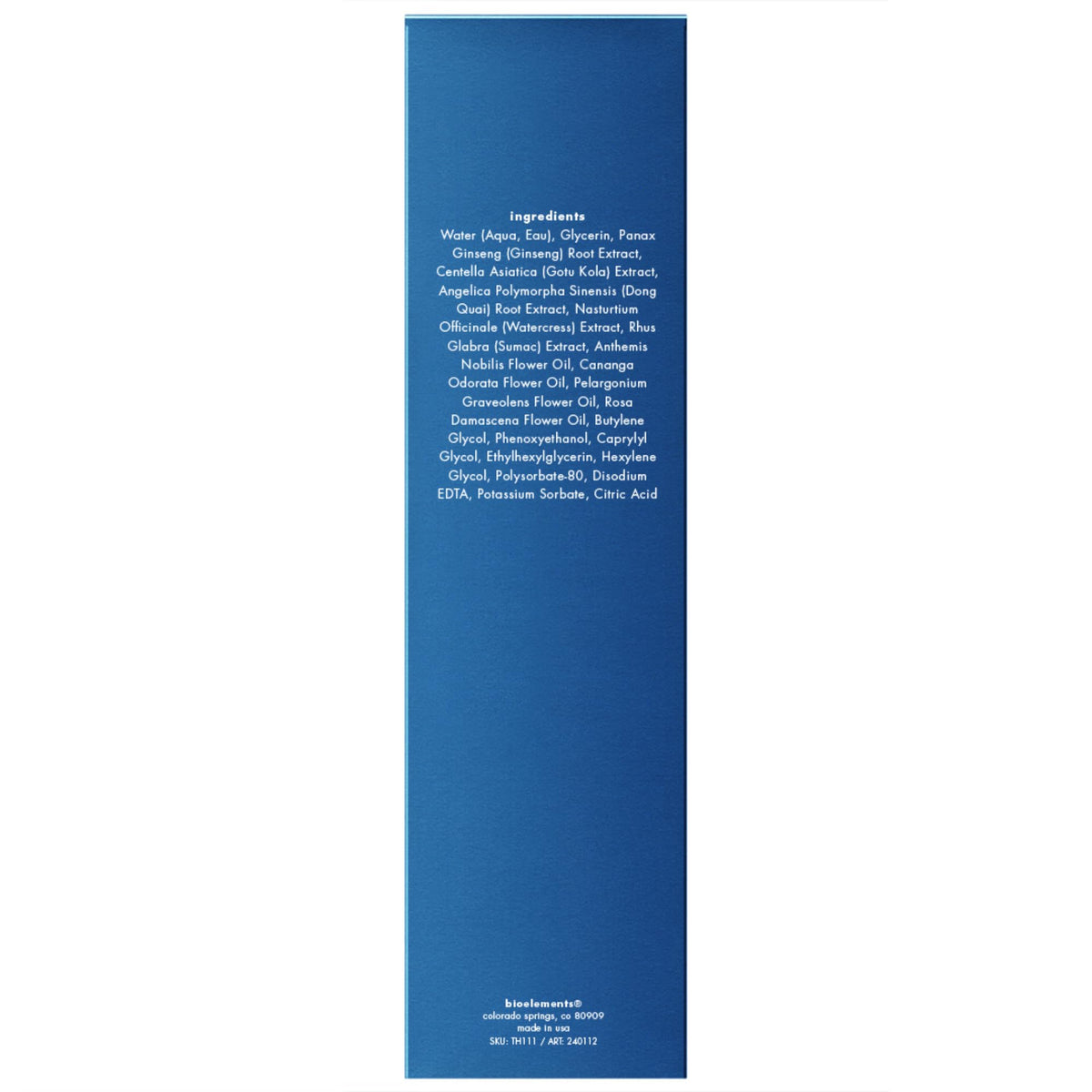 Bioelements Equalizer label close-up highlights ingredients and product clarity