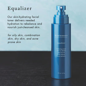 Bioelements Equalizer mist in use refreshing face and enhancing product absorption