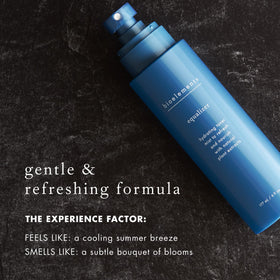 Bioelements Equalizer spray droplets on skin showing lightweight texture and cooling effect