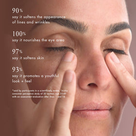 Bioelements eye cream applied under eye in morning routine for refreshed look