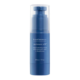 Bioelements Moisture x10 front packaging showing bottle and cap with clear branding and hydration benefit