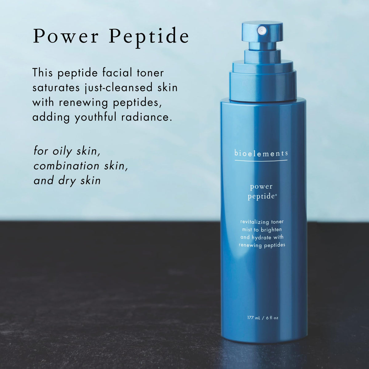 Bioelements ingredients label showing peptides and botanical extracts benefit