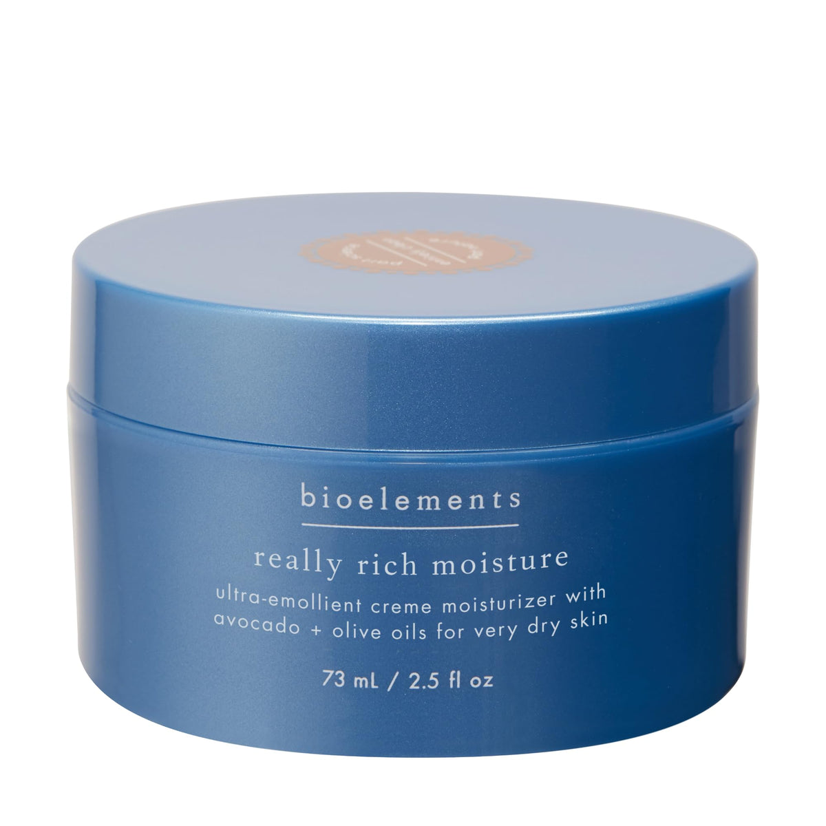Bioelements jar front view showing label and rich moisturizing cream benefit