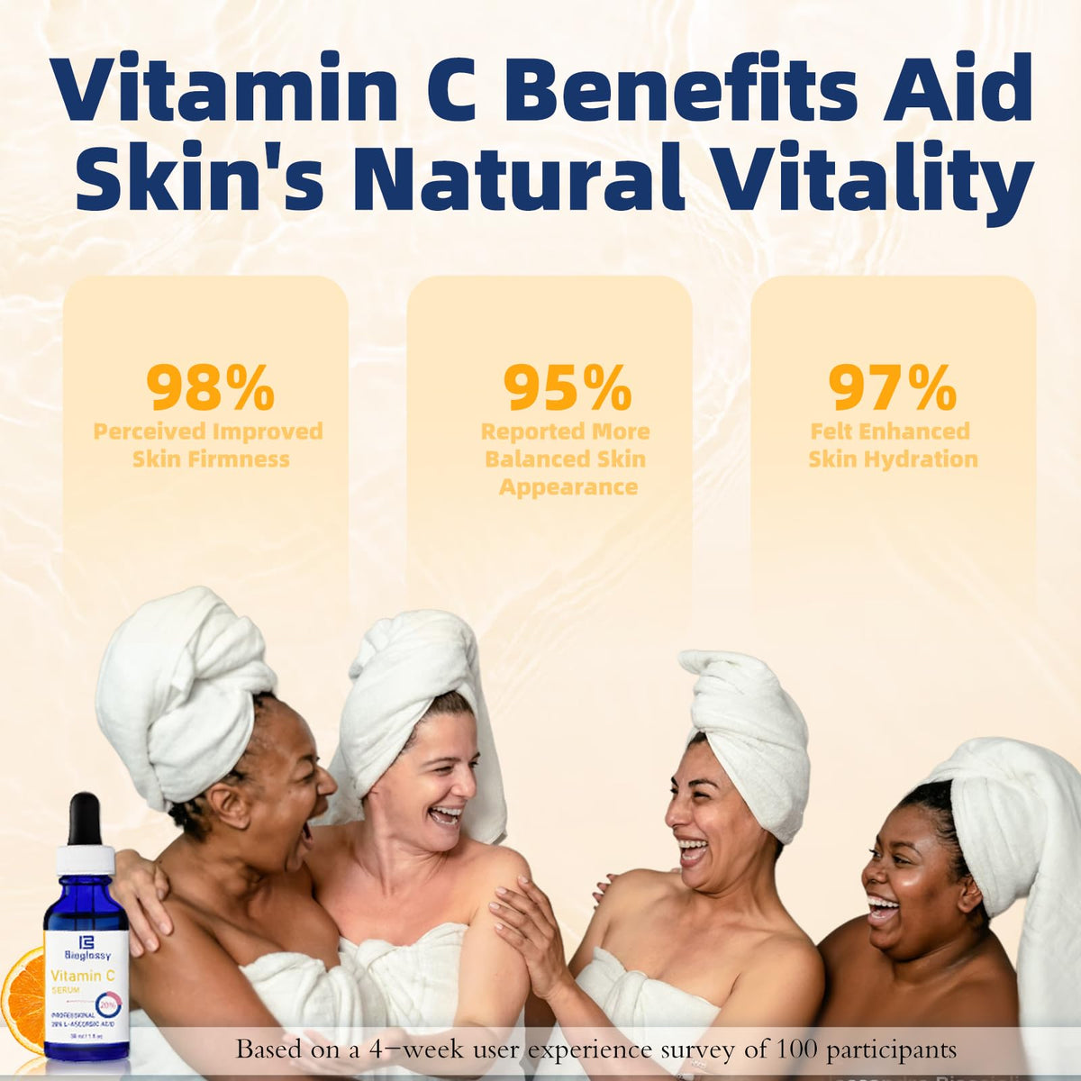 Bioglossy bottle label detail highlighting key ingredients and potency
