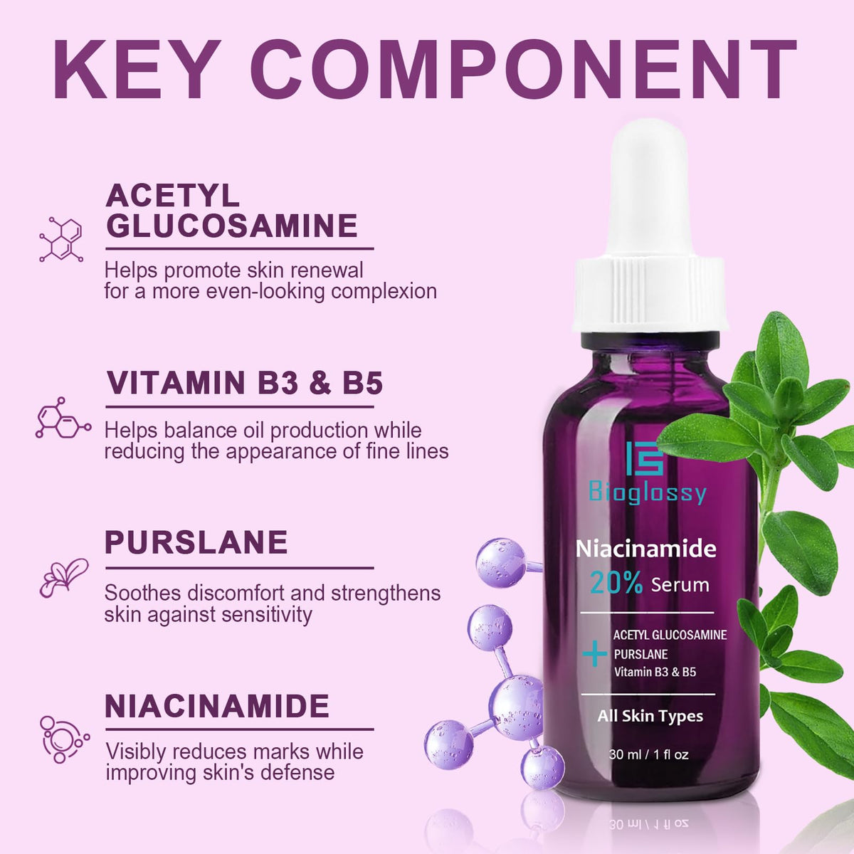 Bioglossy dropper dispensing serum highlighting controlled, precise application benefit