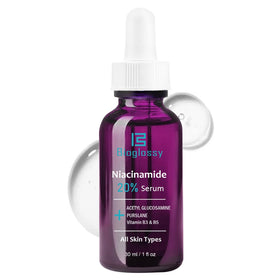 Bioglossy bottle front packaging showing sleek label and clear serum benefit