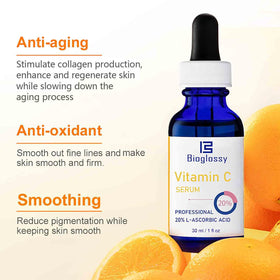 Bioglossy serum next to sunscreen indicating layering for daytime protection