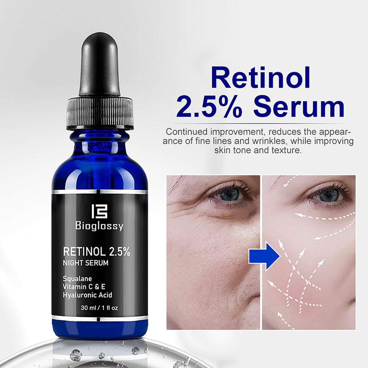 Bioglossy label close-up focusing on ingredient list and usage guidance