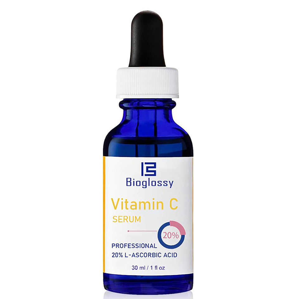 Bioglossy front packaging showing the serum bottle and brand benefits