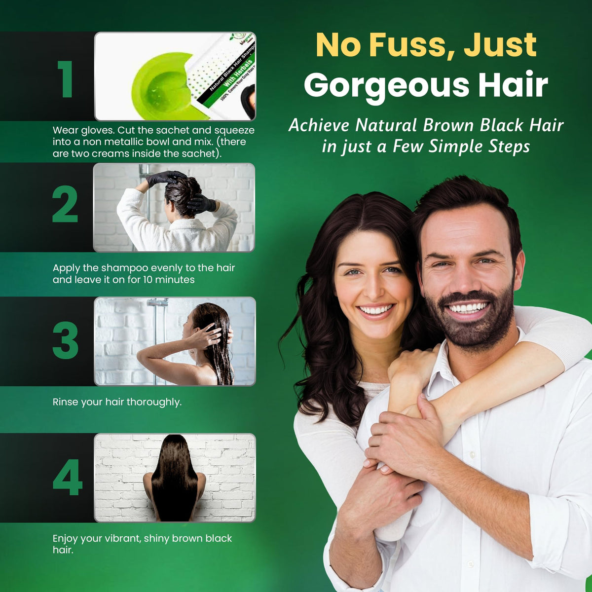BIOGREEN ROOTS application on dry hair demonstrating easy at-home color deposition