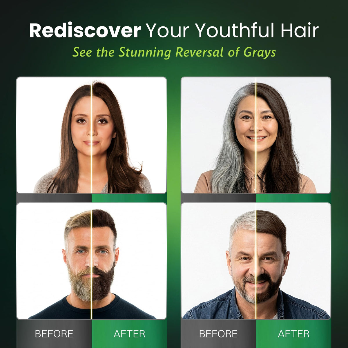 BIOGREEN ROOTS applied to wet hair demonstrating easy at-home coloring