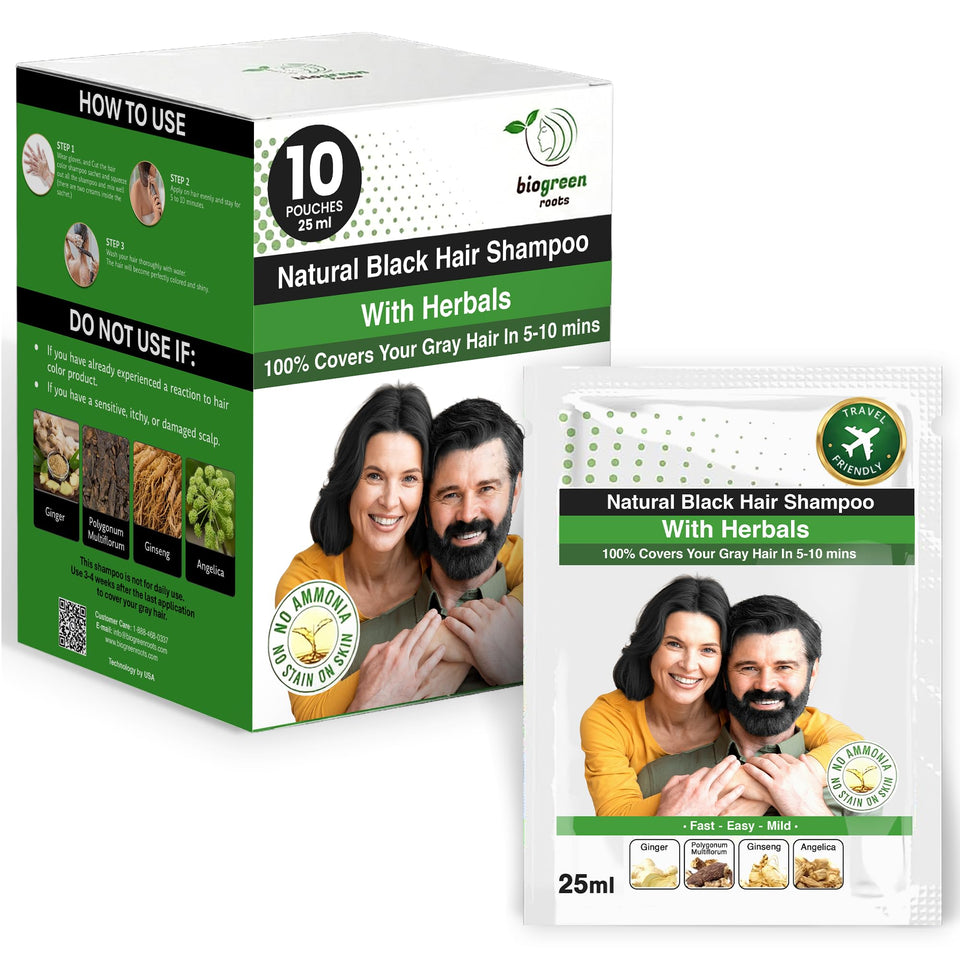BIOGREEN ROOTS front packaging showing sachets and benefits