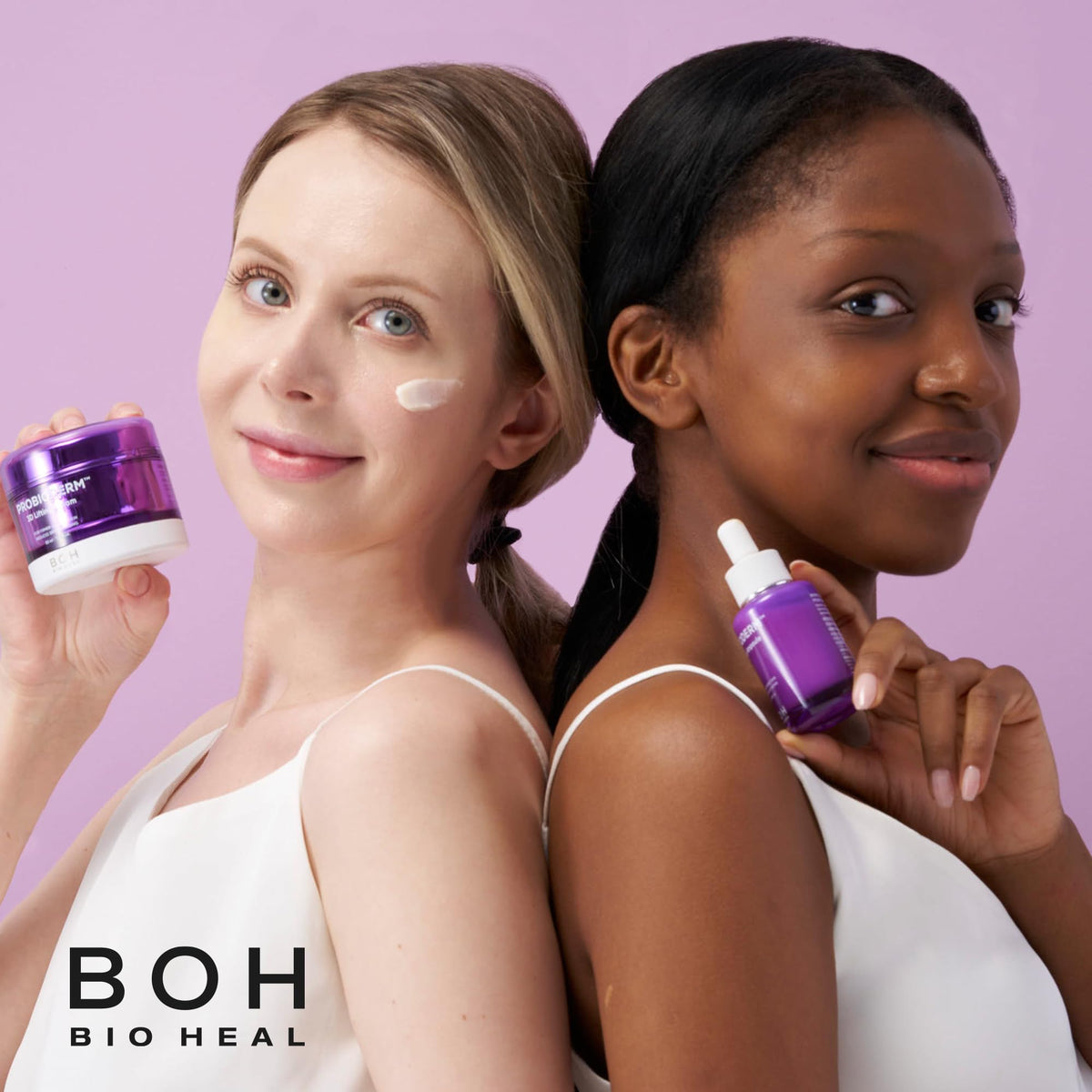 BIOHEAL BOH ampoule layered under moisturizer showing seamless compatibility