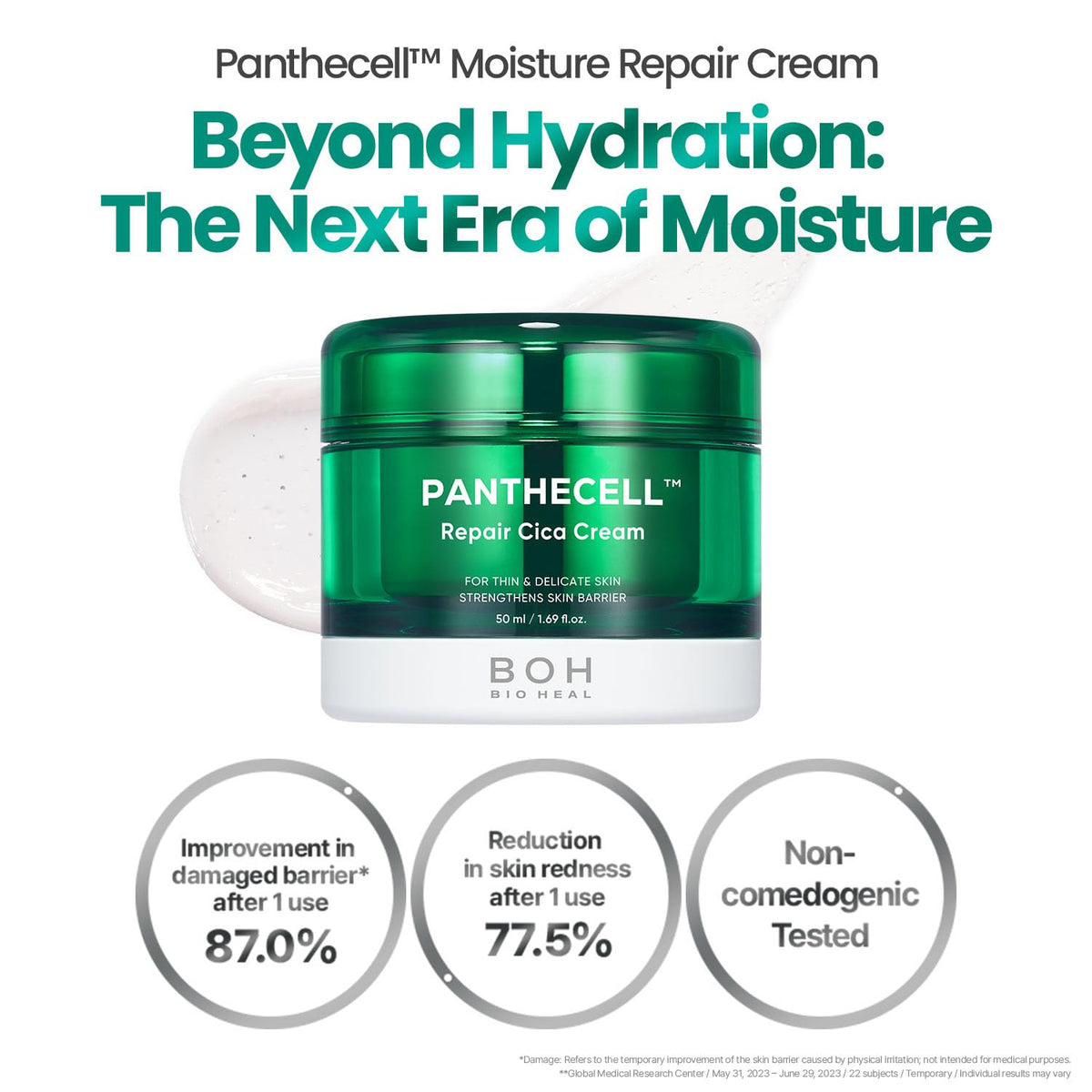 BIOHEAL BOH open jar showing cream consistency and soothing finish