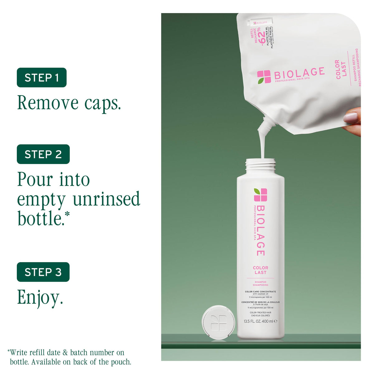 Biolage hair before and after image showing improved shine and smoothness